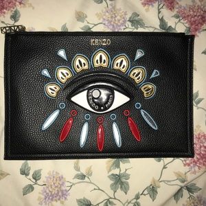 Kenzo eye patch leather zip pouch